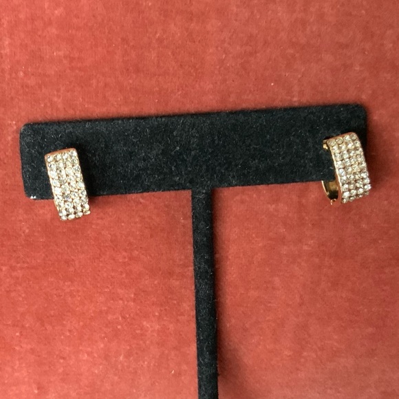 Pavé Box Gold Plated Micro CZ Stone Small Hoop Earrings - Picture 9 of 11